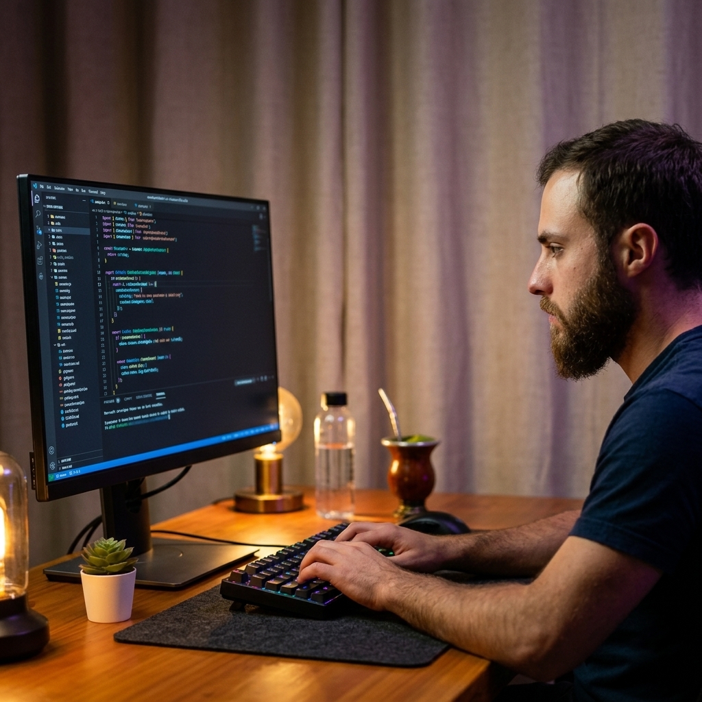 Saty Jardim programando um sistema